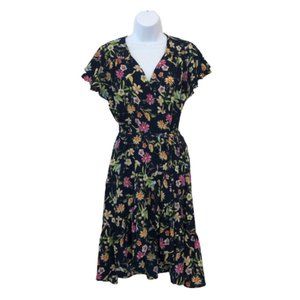 UMGEE Blue Floral Short Sleeve Wrap Dress Size Med C13